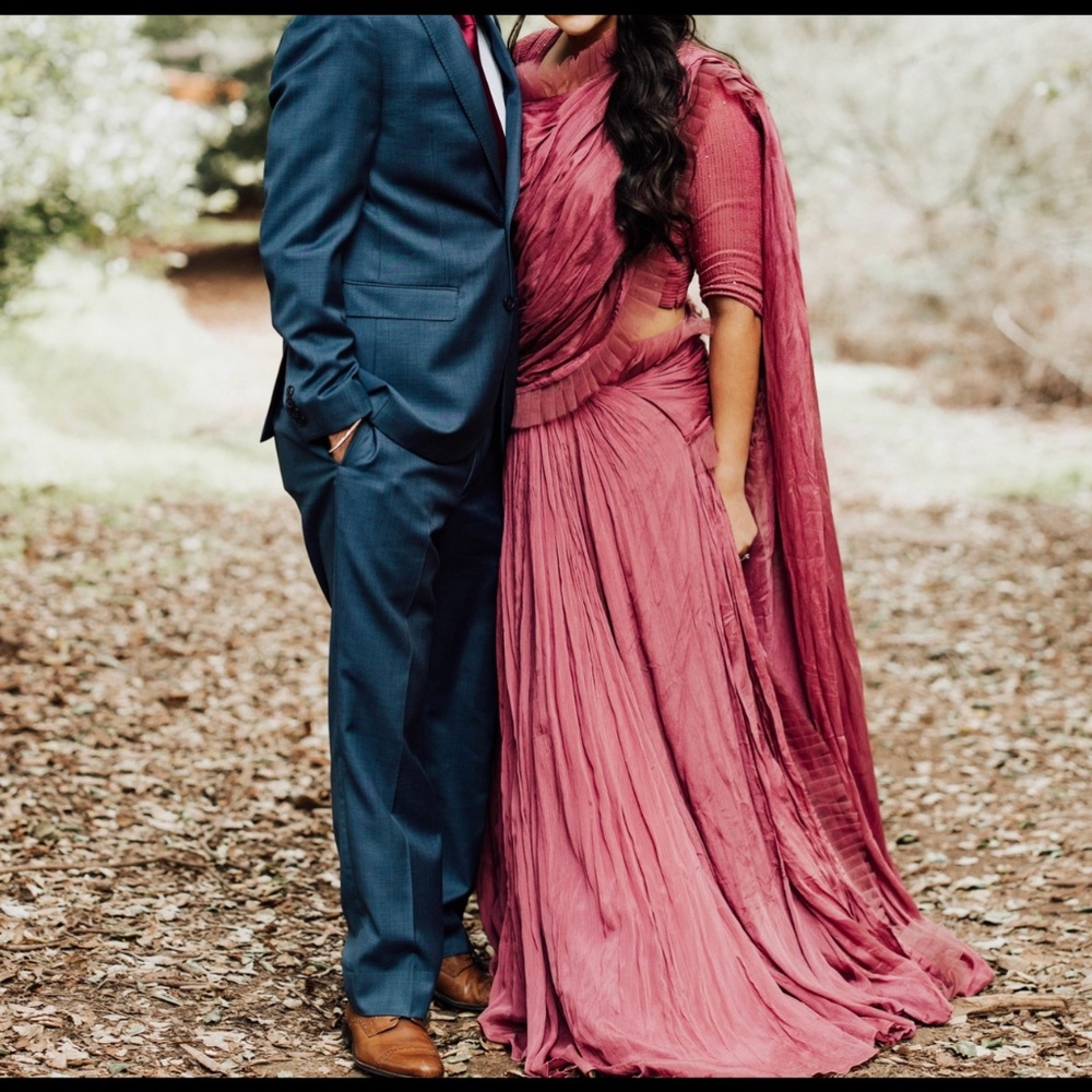 Magenta pink lengha saree